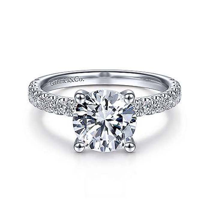 Gabriel & Co. .56CTW "Amira" Round Diamond Engagement Ring Semi-Mounting in 14K White Gold