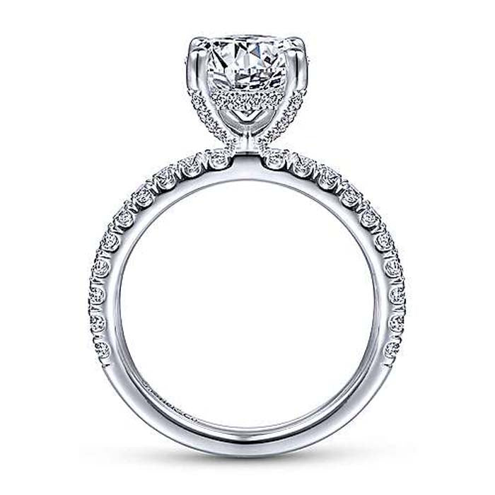 Gabriel & Co. "Amira" Round Diamond Engagement Ring Semi-Mounting in 14K White Gold