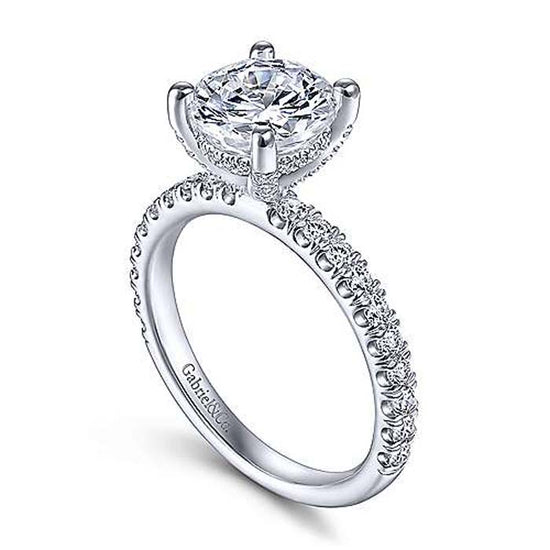 Gabriel & Co. "Amira" Round Diamond Engagement Ring Semi-Mounting in 14K White Gold