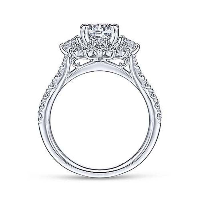 Gabriel & Co. "Astor" Starburst Halo Engagement Ring Semi-Mounting in 14K White Gold