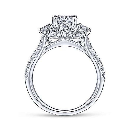 Gabriel & Co. "Astor" Starburst Halo Engagement Ring Semi-Mounting in 14K White Gold