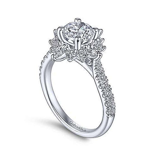 Gabriel & Co. "Astor" Starburst Halo Engagement Ring Semi-Mounting in 14K White Gold