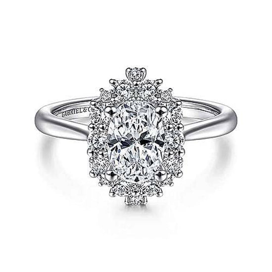 Gabriel & Co. "Jada" Oval Halo Engagement Ring Semi-Mounting in 14K White Gold
