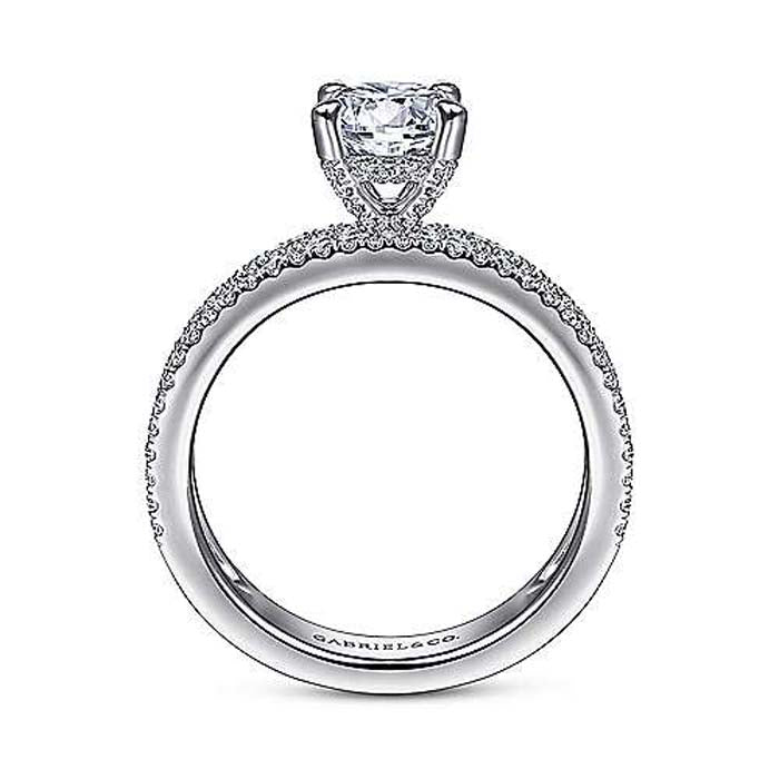 Gabriel & Co. "Uliana" Wide Band Round Engagement Ring Semi-Mounting in 14K White Gold