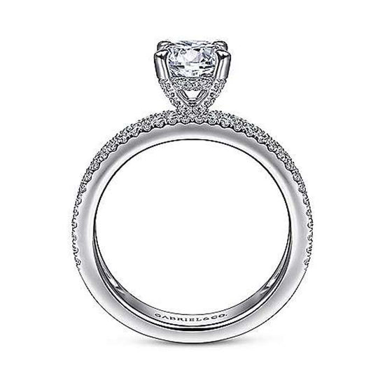 Gabriel & Co. "Uliana" Wide Band Round Engagement Ring Semi-Mounting in 14K White Gold