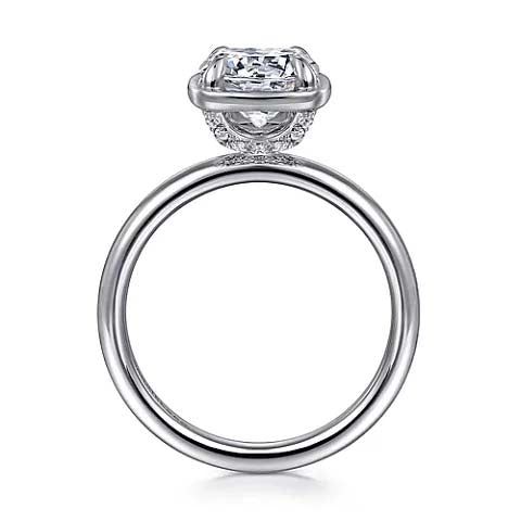 Gabriel & Co. "Deedie" Cushion Bezel Engagement Ring Semi-Mounting in 14K White Gold