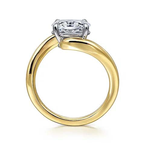 Gabriel & Co. "Delphi" Oval Bypass Solitaire Engagement Ring Semi-Mounting in 14K Yellow and White Gold