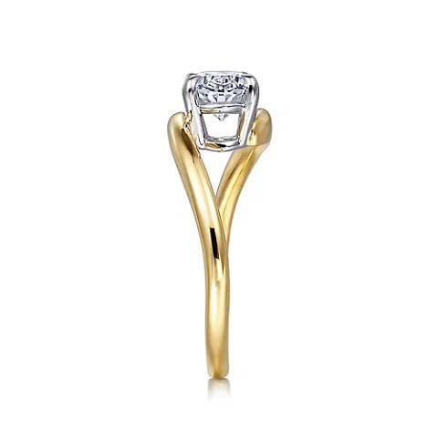 Gabriel & Co. "Delphi" Oval Bypass Solitaire Engagement Ring Semi-Mounting in 14K Yellow and White Gold