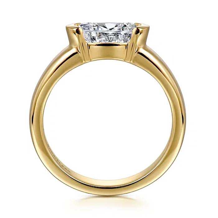 Gabriel & Co. "Bara" Oval East-West Solitaire Engagement Ring Semi-Mounting in 14K Yellow Gold