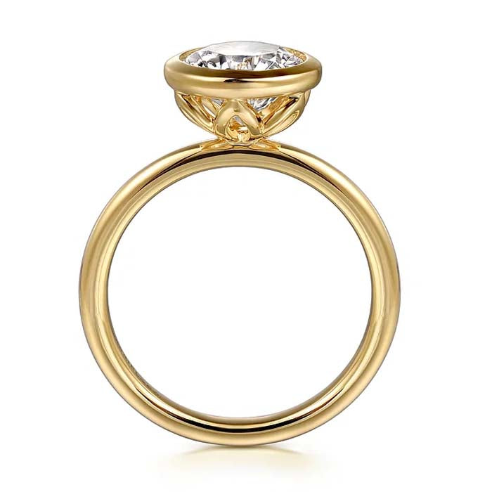 Gabriel & Co. "Linny" Bezel Set Round Engagement Ring Semi-Mounting in 14K Yellow Gold