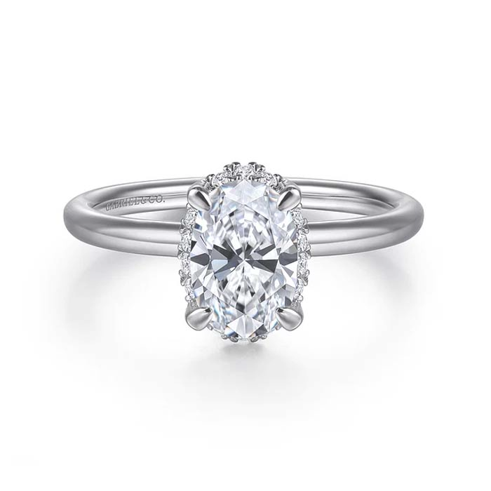 Gabriel & Co. "Seattle" Hidden Halo Oval Center Engagement Ring Semi-Mounting in 14K White Gold