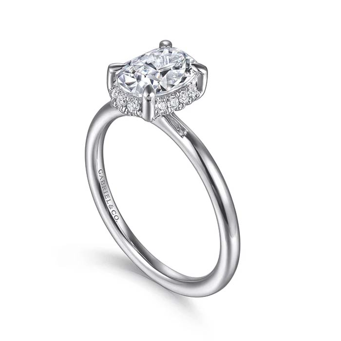 Gabriel & Co. "Seattle" Hidden Halo Oval Center Engagement Ring Semi-Mounting in 14K White Gold