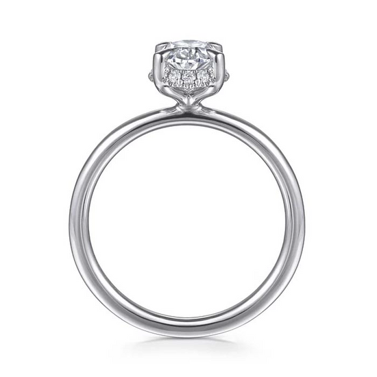 Gabriel & Co. "Seattle" Hidden Halo Oval Center Engagement Ring Semi-Mounting in 14K White Gold