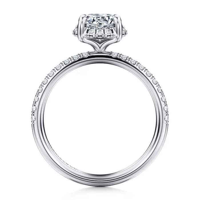 Gabriel & Co. "Suede" Hidden Halo Round Center Engagement Ring Semi-Mounting in 14K White Gold