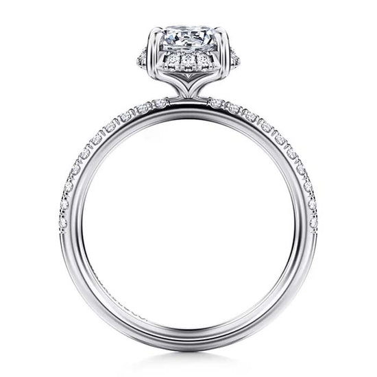 Gabriel & Co. "Suede" Hidden Halo Round Center Engagement Ring Semi-Mounting in 14K White Gold