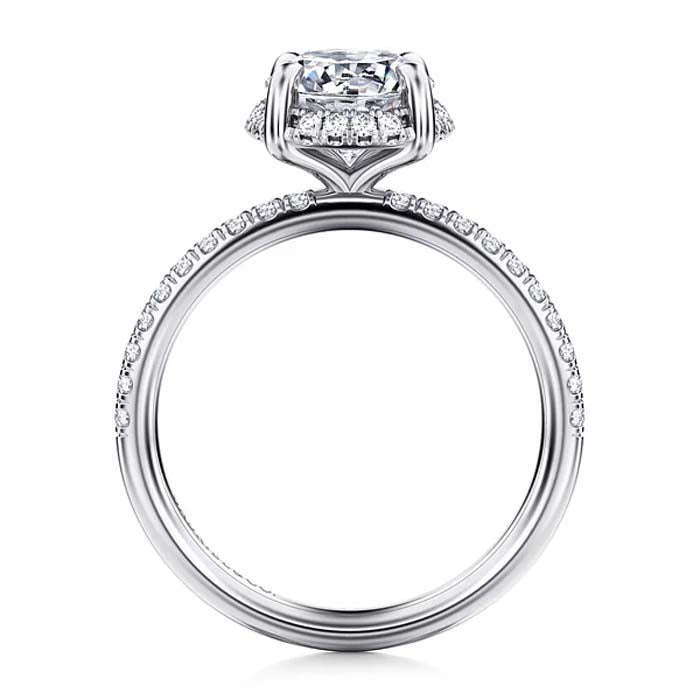 Gabriel & Co. "Suede" Hidden Halo Round Center Engagement Ring Semi-Mounting in 14K White Gold