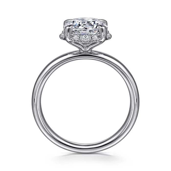 Gabriel & Co. "Symphony" Hidden Halo Round Center Engagement Ring Semi-Mounting in 14K White Gold