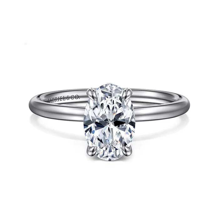 Gabriel & Co. "Tiana" Oval Solitaire Engagement Ring Mounting in 14K White Gold