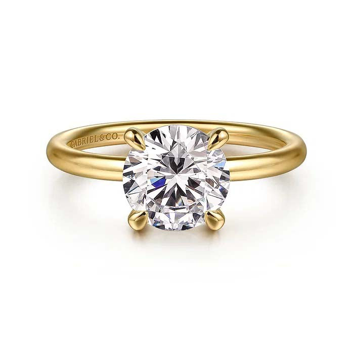 Gabriel & Co. "Tiana" Round Solitaire Engagement Ring Mounting in 14K Yellow Gold