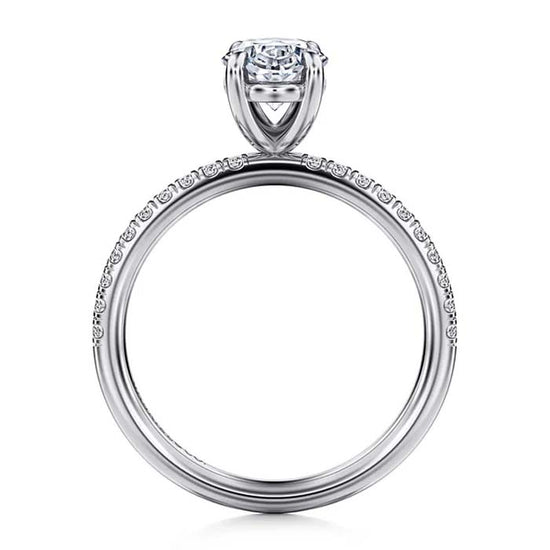 Gabriel & Co. "Twain" Oval Center Diamond Engagement Ring Semi-Mounting in 14K White Gold