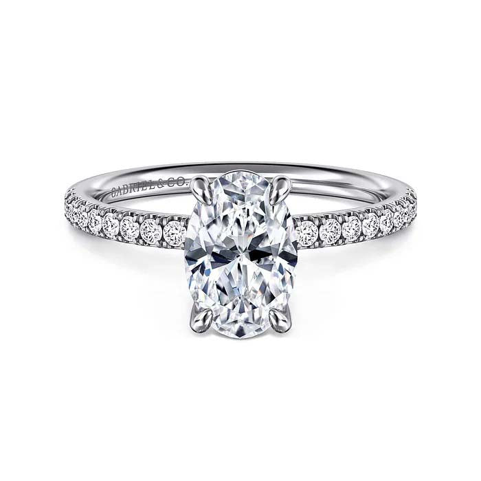 Gabriel & Co. "Twain" Oval Center Diamond Engagement Ring Semi-Mounting in 14K White Gold