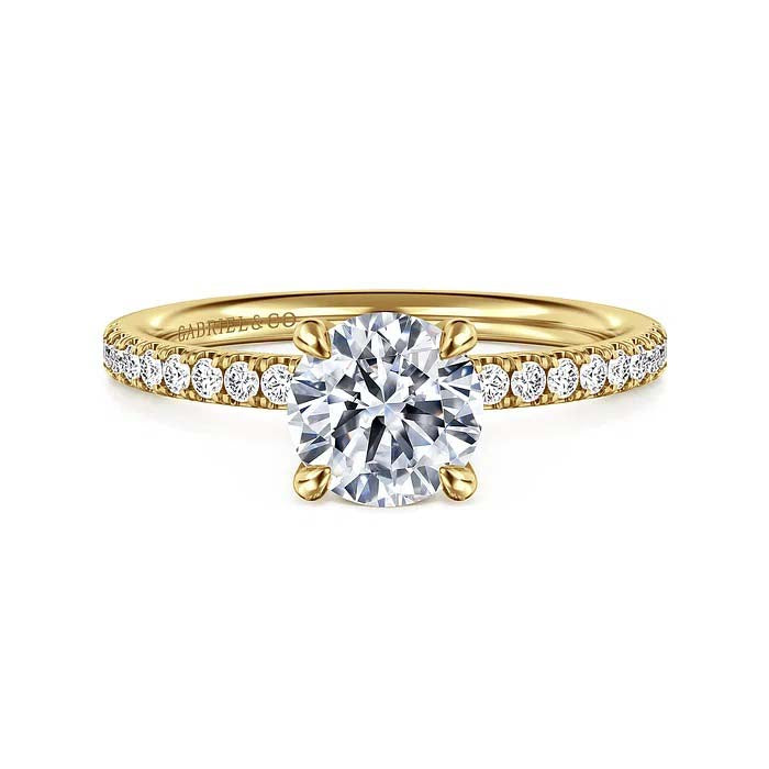 Gabriel & Co. "Twain" Round Engagement Ring Semi-Mounting in 14K Yellow Gold