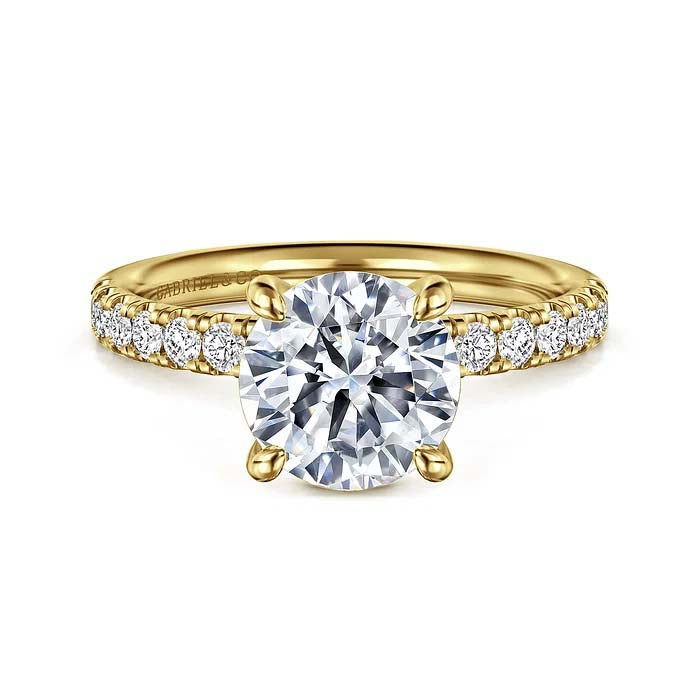 Gabriel & Co. "Winslow" Round Center Engagement Ring Semi-Mounting in 14K Yellow Gold