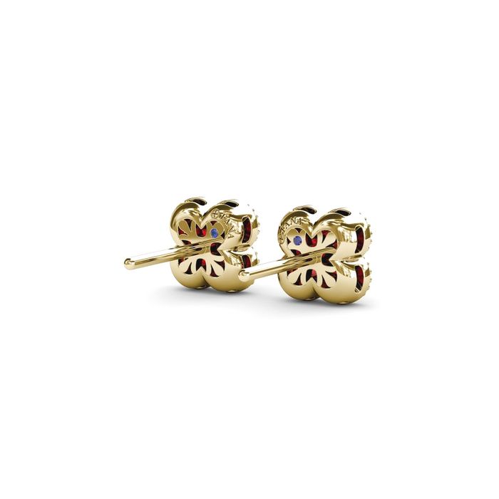 Fana Magnolia Milgrain Ruby Earrings in 14K Yellow Gold