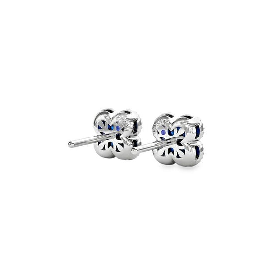 Fana Magnolia Milgrain Sapphire Earrings in 14K White Gold