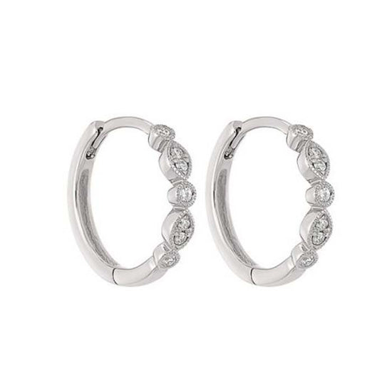 Mountz Collection 1/6CTW Fancy Huggie Earrings in 14K White Gold