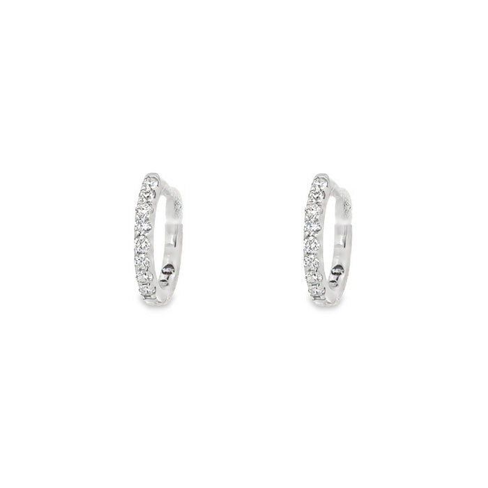 Mountz Collection Round Diamond Huggie Earrings in 14K White Gold