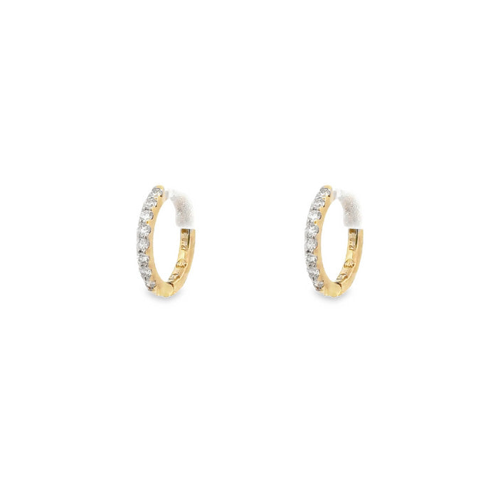 Mountz Collection Round Diamond Huggie Earrings in 14K Yellow Gold