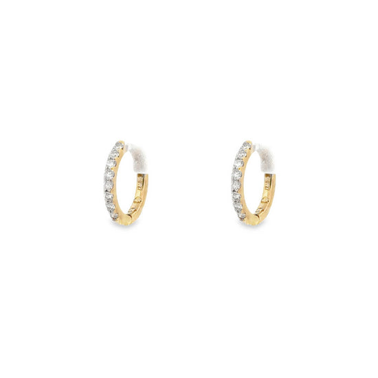 Mountz Collection Round Diamond Huggie Earrings in 14K Yellow Gold