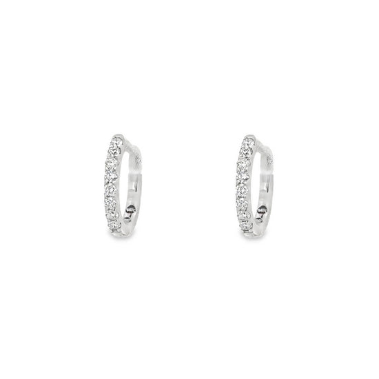 Mountz Collection Round Diamond Huggie Earrings in 14K White Gold