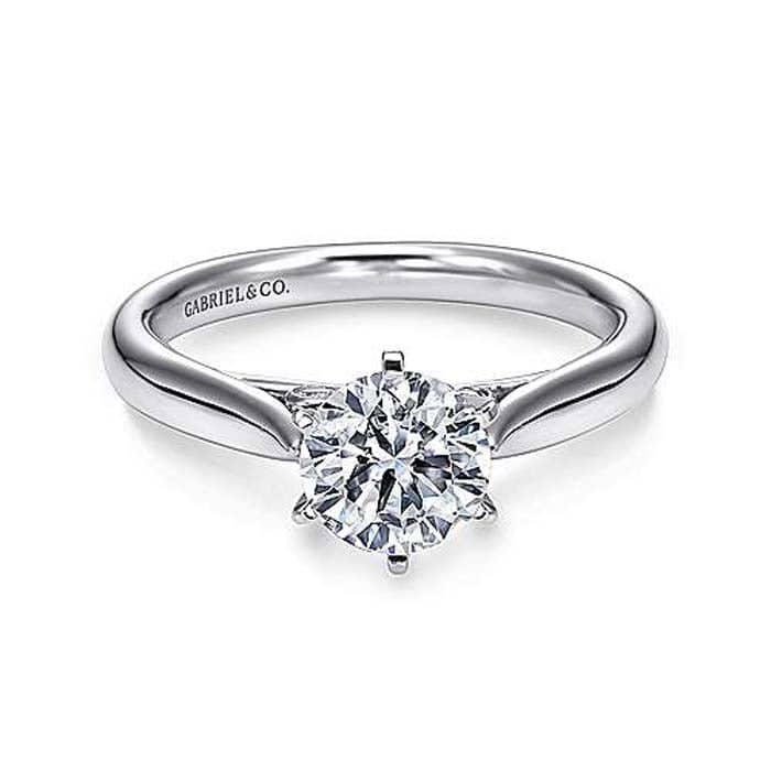 Gabriel & Co. .03CTW "Cassie" Round Diamond Engagement Ring Semi-Mounting in 14K White Gold