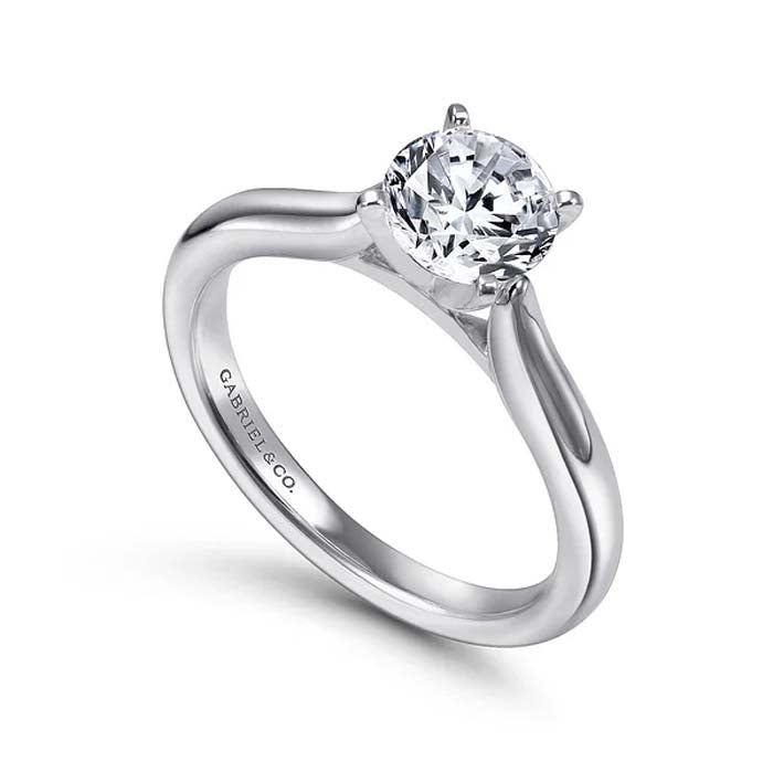 Gabriel & Co. "Lauren" Round Solitaire Engagement Ring Mounting in 14K White Gold