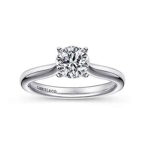 Gabriel & Co. "Lauren" Round Solitaire Engagement Ring Mounting in 14K White Gold