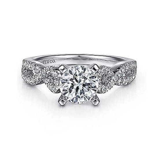 Gabriel & Co. .38CTW "Kayla" Twisted Round Diamond Engagement Ring Semi-Mounting in 14K White Gold