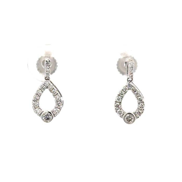 Mountz Collection .25CTW Diamond “Love’s Crossing” Small Dangle Earrings in 14K White Gold