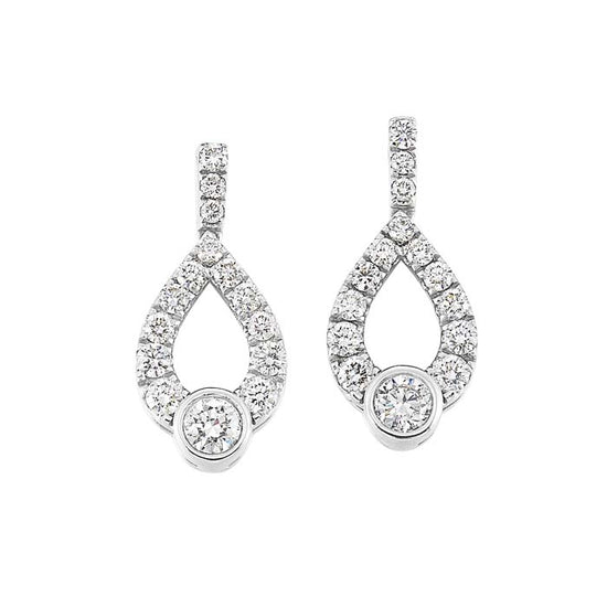 Mountz Collection 1CTW Diamond "Love's Crossing" Drop Earrings in 14K White Gold