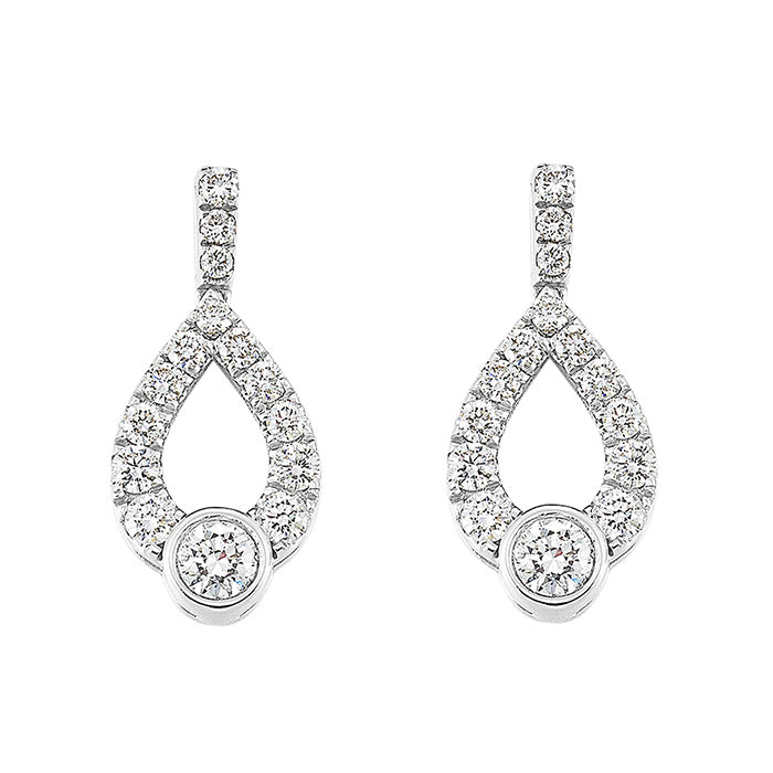 Mountz Collection 1CTW Diamond "Love's Crossing" Drop Earrings in 14K White Gold