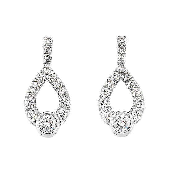 Mountz Collection 1CTW Diamond "Love's Crossing" Drop Earrings in 14K White Gold