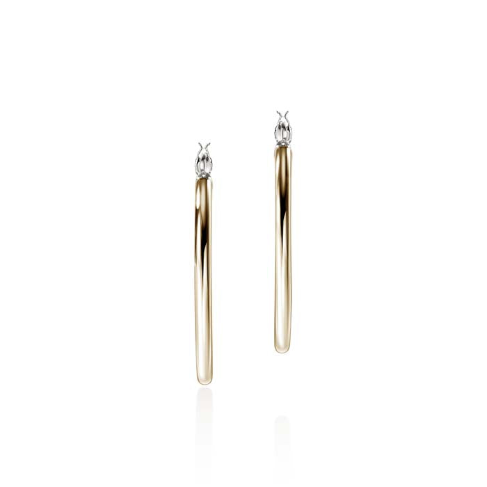 John Hardy 30MM Essentials Hoop Earrings in 14K Yellow Gold and Sterling Silver