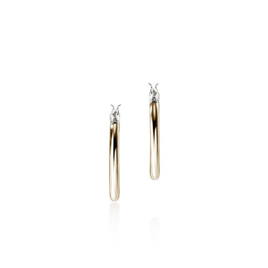 John Hardy 18MM Essentials Hoop Earrings in 14K Yellow Gold and Sterling Silver