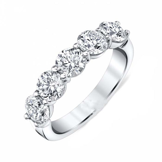 Mountz Collection Five Stone Diamond Wedding Band in 14K White Gold