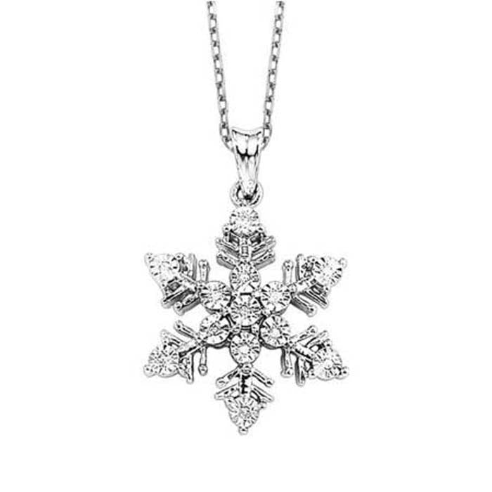 Mountz Collection Diamond Snowflake Pendant in Sterling Silver