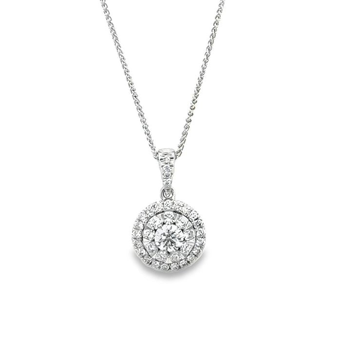 Mountz Collection 1/2CTW Round Diamond Cluster Pendant Necklace in 14K White Gold