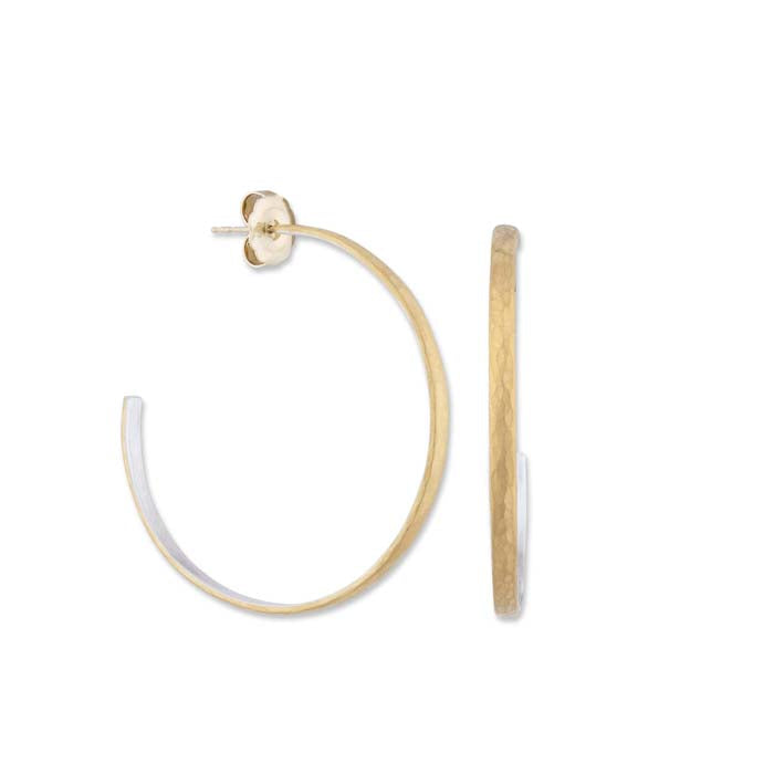 Lika Behar "Fusion" Open Hoop Earrings in 24K Yellow Gold and Matte Sterling Silver