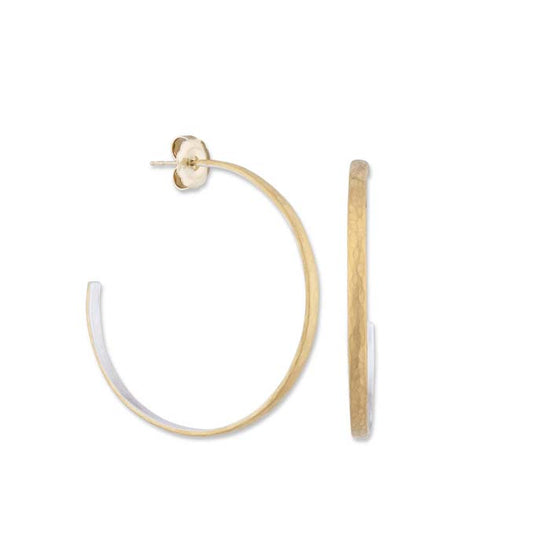 Lika Behar "Fusion" Open Hoop Earrings in 24K Yellow Gold and Matte Sterling Silver