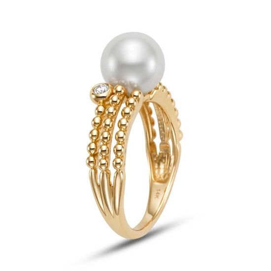 Mastoloni Pearl 3-Row Beaded Ring in 14K Yellow Gold